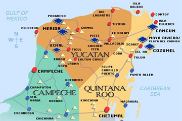 Yucatan Peninsula Map