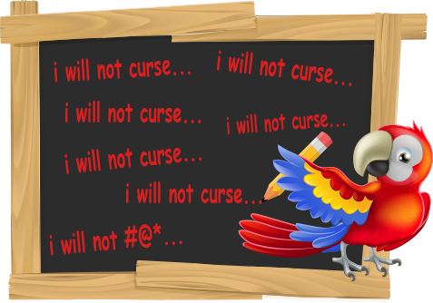 Parrot and blackboard